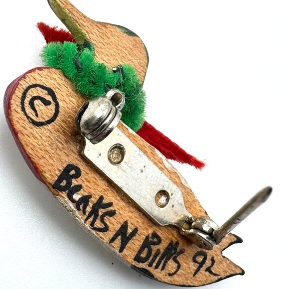 Vintage 1992 Beaks N Bills Hand-Carved & Painted Mallard Duck Pin Brooch - Picture 9 of 9